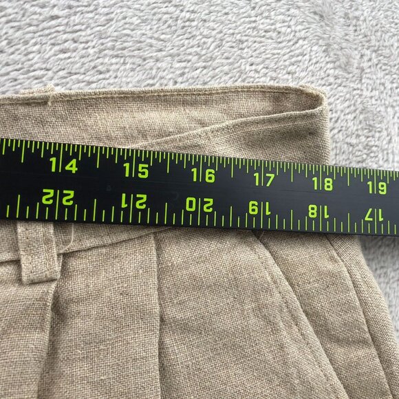 Ruff Hewn Mens Shorts Size 36W Beige 100% Linen Pleated Cuffed Casual Chino - Picture 3 of 12